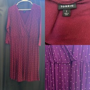 Maroon with mustard polka dots torrid dress
